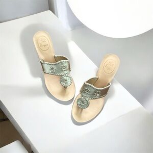 Jack Rogers Mint Green Leather Thong Sandals